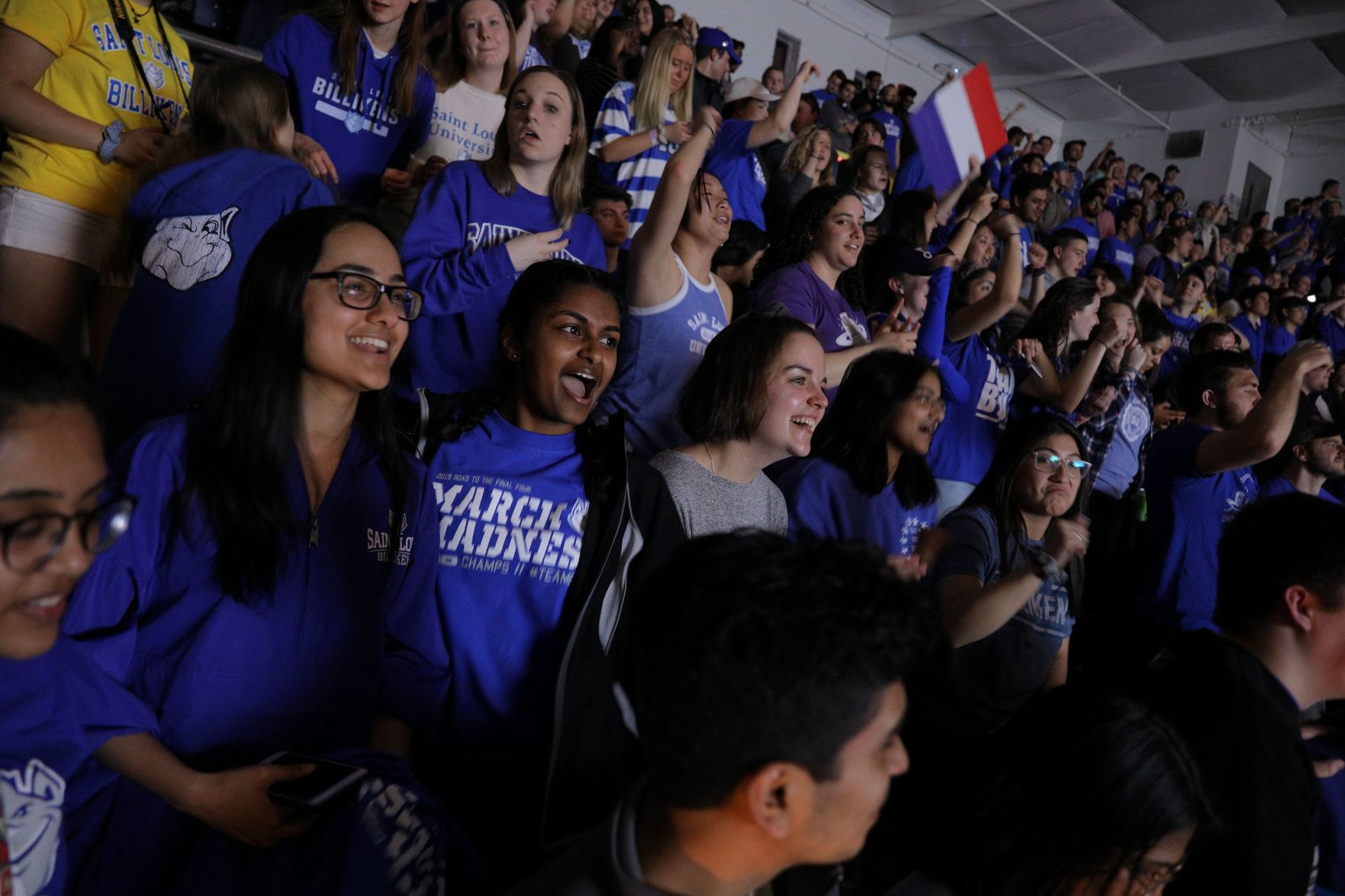 SLU students show support at a campus watch party